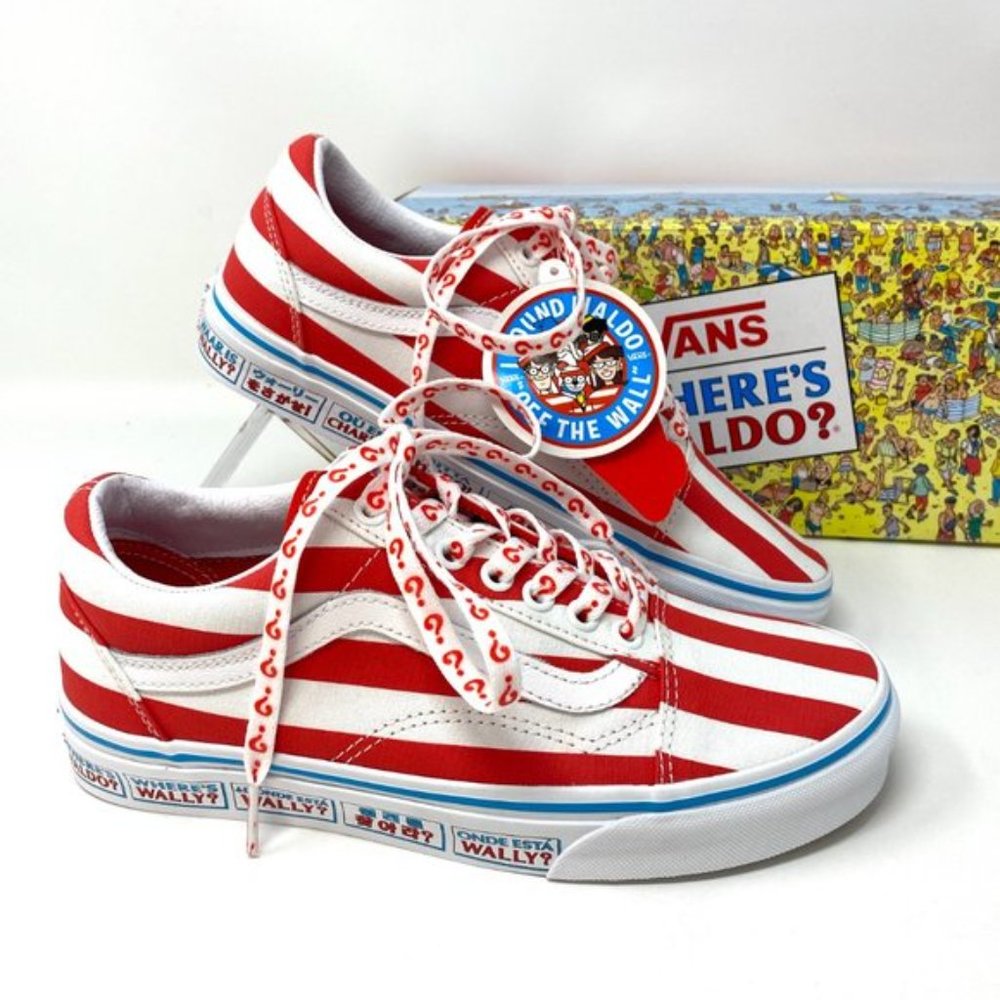 💖MEGA SALE💖VANS x Where's Waldo Red White Old Skool Low Women's VN0A3WKT3UV - Picture 10 of 14